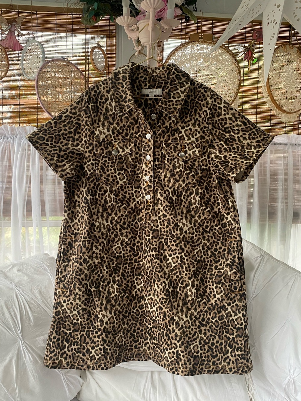 LOFT Denim Leopard Dress